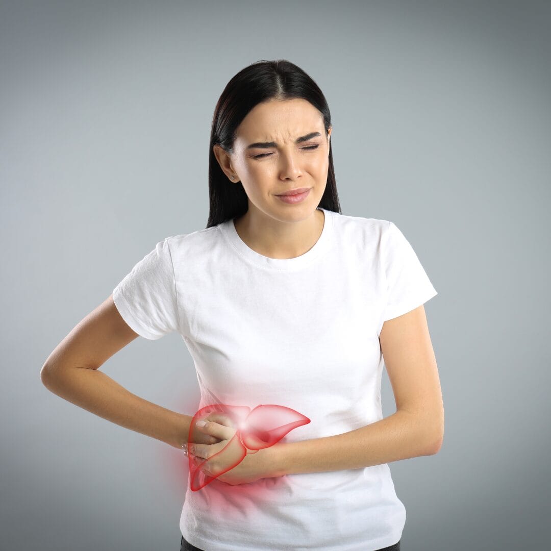 Woman Suffering from Liver Pain